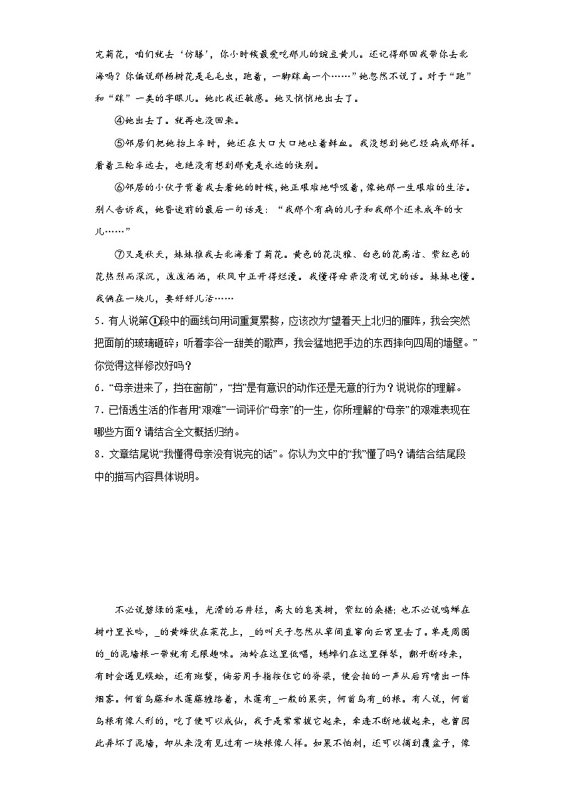 部编版语文七年级上学期期末拔高练习（二）03