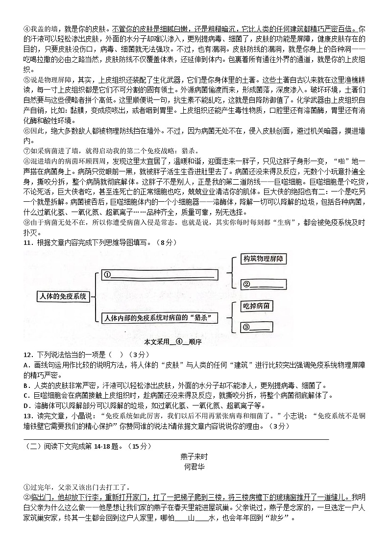 上海上海市黄浦区2023-2024学年八年级上学期期末语文试卷02