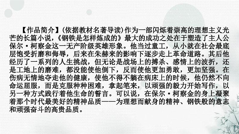中考语文复习综合学习专题二名著阅读八《钢铁是怎样炼成的》课件05