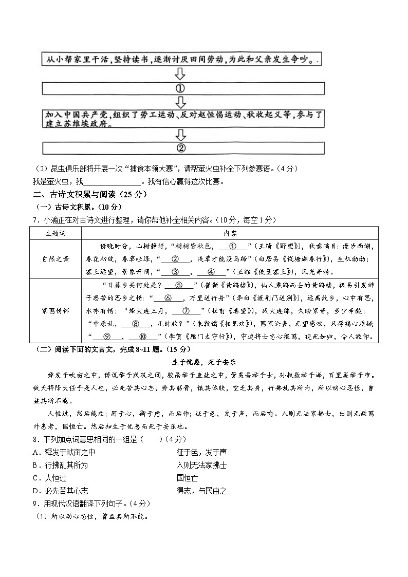 重庆市开州区2023-2024学年八年级上学期期末语文试题（含答案）02