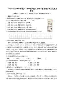 2020-2021学年海南省三亚市崖州区八年级上学期期中语文试题及答案