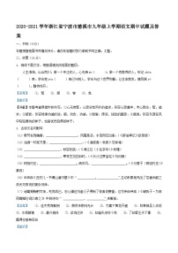 2020-2021学年浙江省宁波市慈溪市九年级上学期语文期中试题及答案