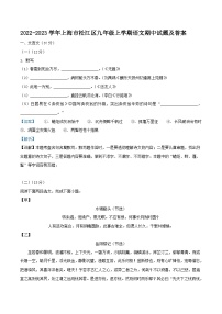 2022-2023学年上海市松江区九年级上学期语文期中试题及答案