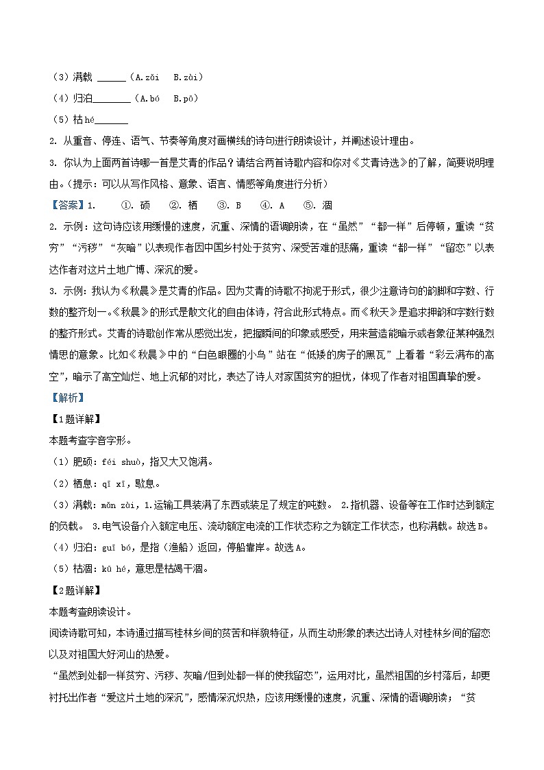 2023-2024学年浙江省杭州市淳安县九年级上学期语文期中试题及答案02