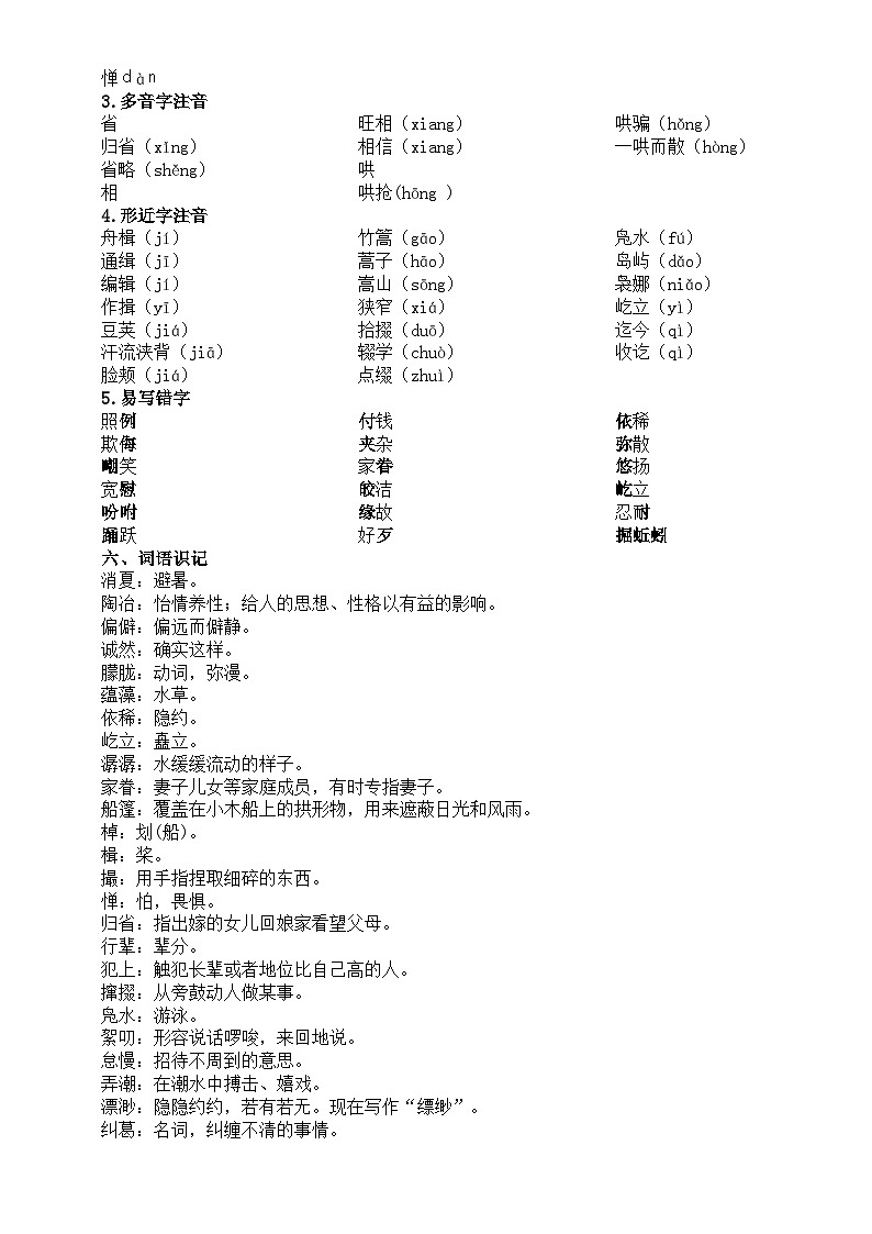 初中语文部编版八年级下册第1课《社戏》预习指导（作者介绍+背景链接+文体知识+题目解读+字音字形+词语识记+重点难点）02
