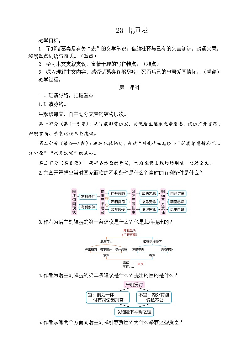 23《出师表》第二课时教学设计第1页