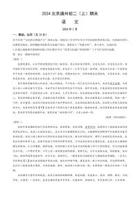 北京通州区2023-2024初二上学期期末语文试卷及答案