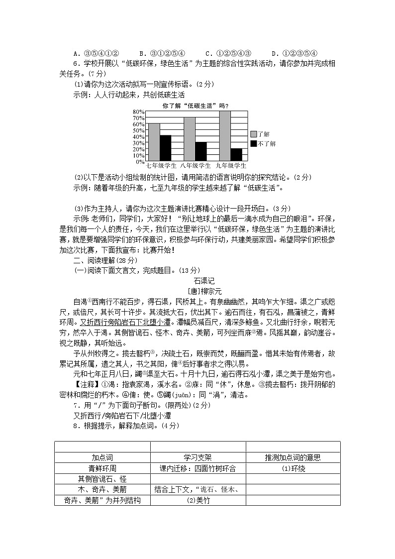2024八年级语文下册第二单元检测卷（附答案部编版）第2页