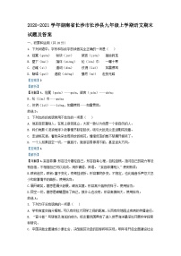 2020-2021学年湖南省长沙市长沙县九年级上学期语文期末试题及答案