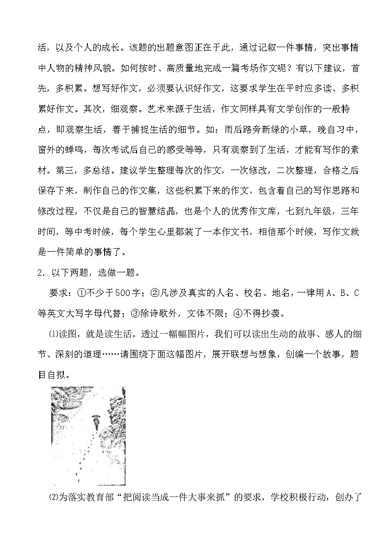 2024年中考语文二轮备考：自命题作文写作训练(解析)第2页