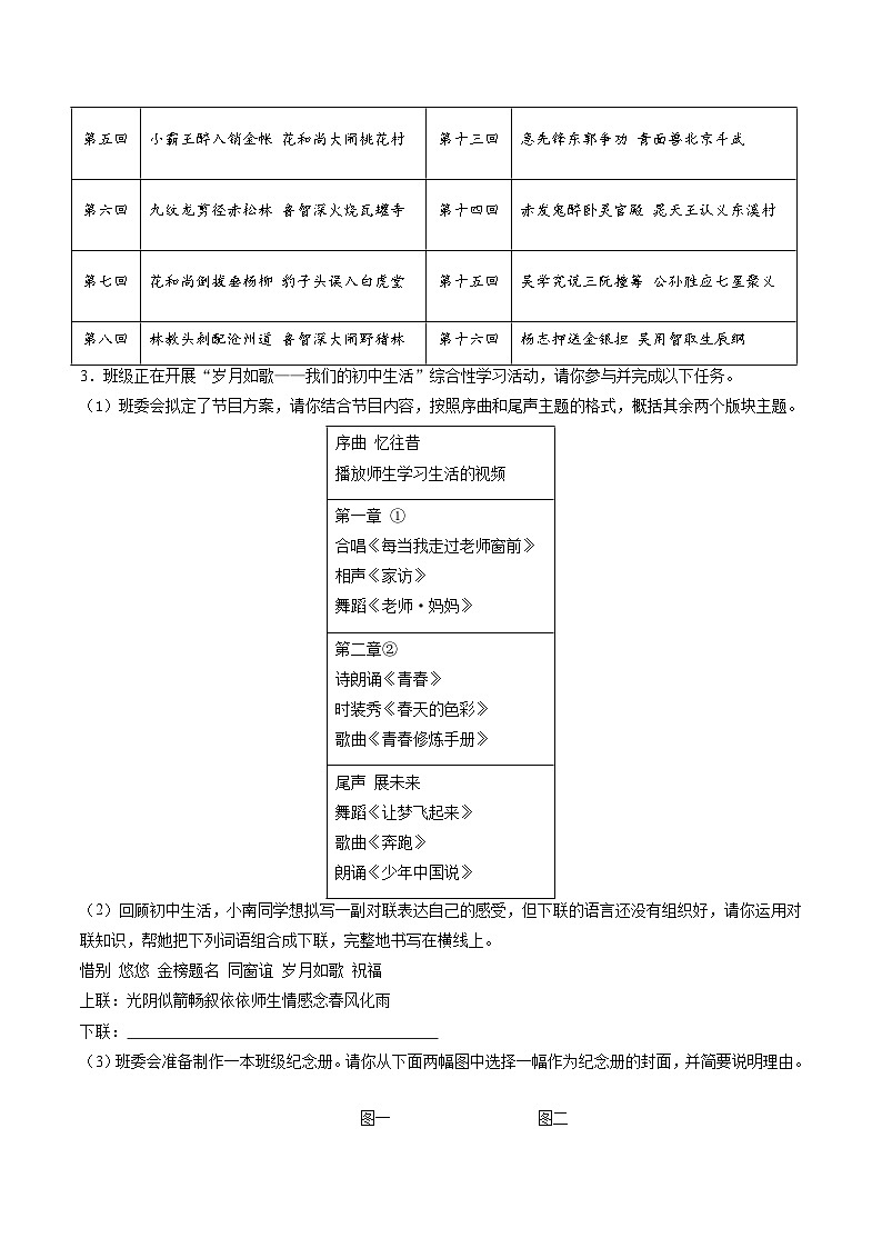 【寒假提升】统编版 初中语文 九年级寒假培优训练  寒假作业05 综合性学习03