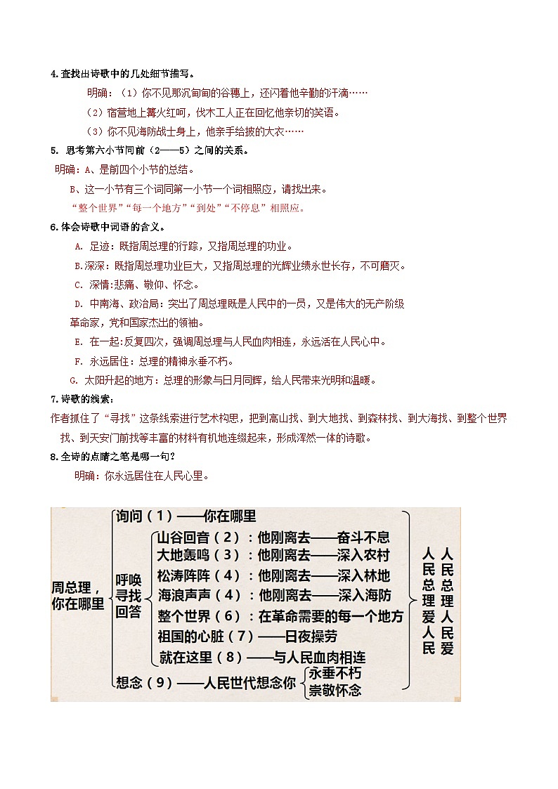 【巩固训练】人教版 初中语文 九年级上册 第2课  周总理，你在哪里-同步练习03