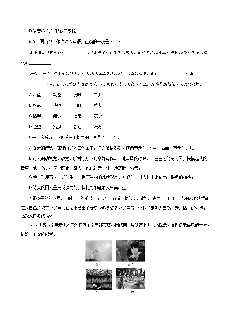 【巩固训练】人教版 初中语文 九年级上册 第6课《我看》（分层练习）02