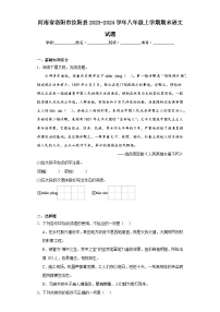 河南省洛阳市汝阳县2023-2024学年八年级上学期期末语文试题(含答案)