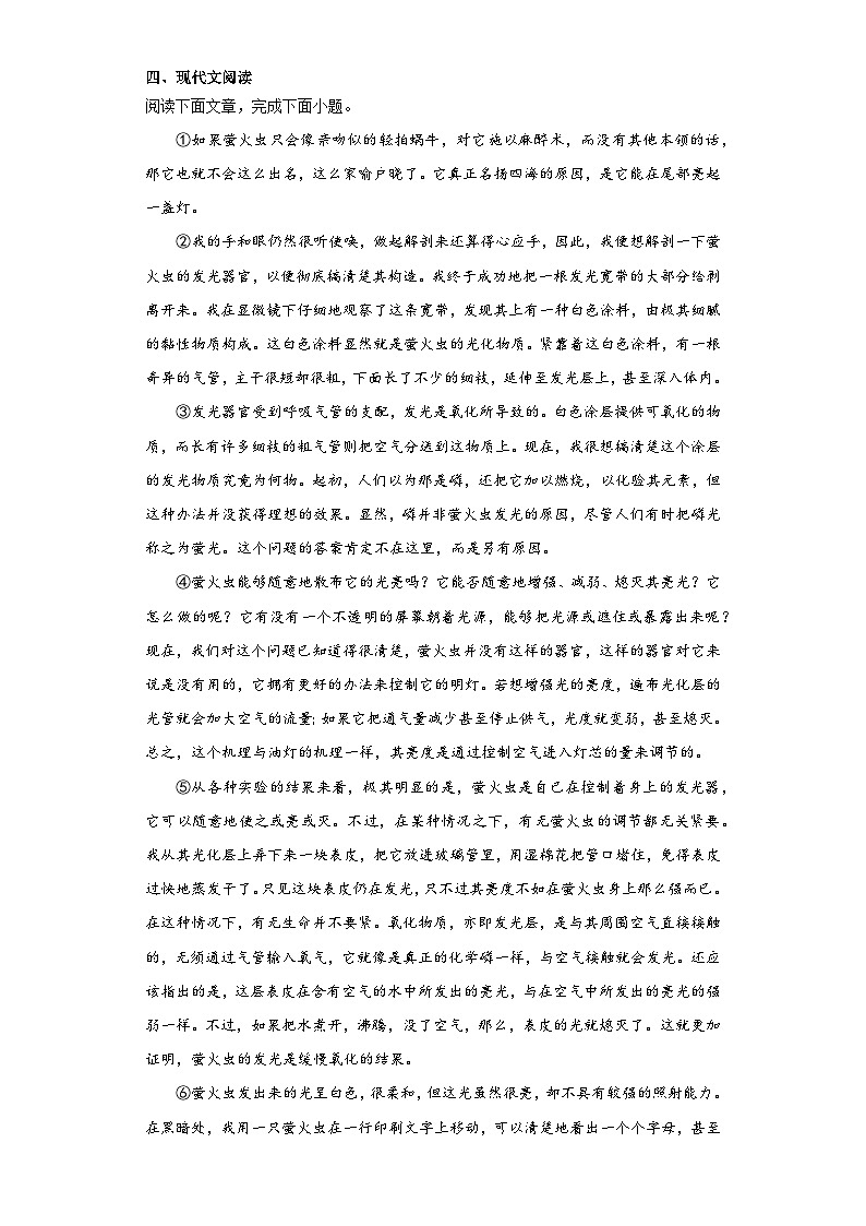 部编版语文八年级上册寒假复习试题（一）03