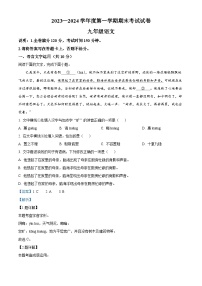 江西省赣州市南康区2023-2024学年九年级上学期期末语文试题