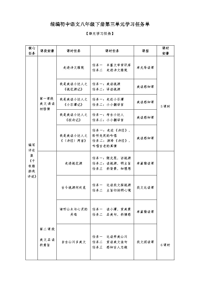 第三单元学案-【大单元教学】统编版语文八年级下册名师备课系列01