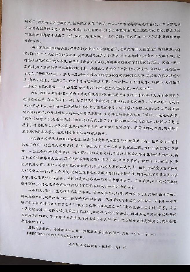 贵州省六盘水市水城区2023-2024学年九年级上学期期末考试语文试题第3页