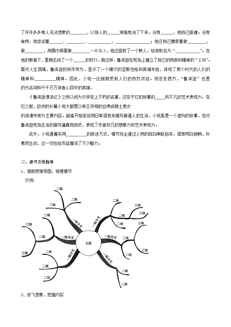 2024中考六下名著《鲁滨逊漂流记》知识梳理和对点练习（原卷版）第2页
