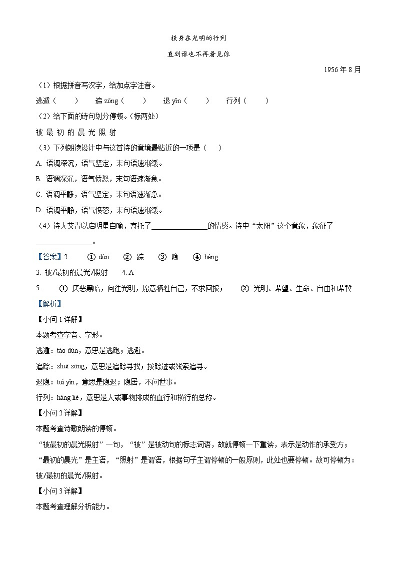 08，安徽省阜阳市临泉县2023-2024学年九年级上学期期末语文试题02