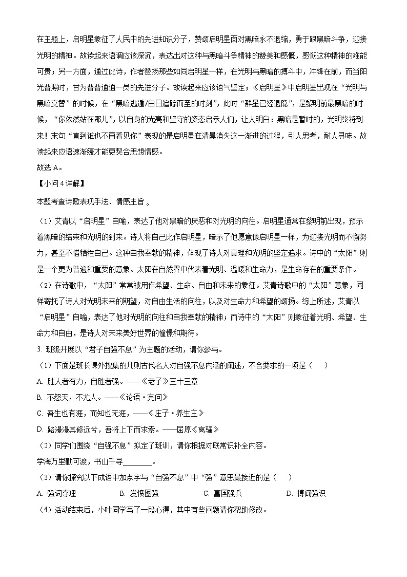 08，安徽省阜阳市临泉县2023-2024学年九年级上学期期末语文试题03