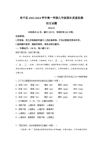 山东省泰安市东平县2023-2024学年九年级上学期期末语文试题(含解析).docx山东省泰安市东平县2023-2024学年九年级上学期期末语文试题(