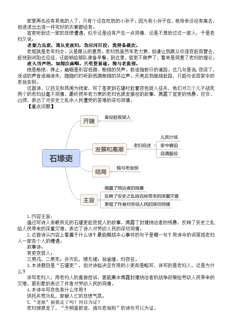 初中语文部编版八年级下册第24课《石壕吏》精讲精练02