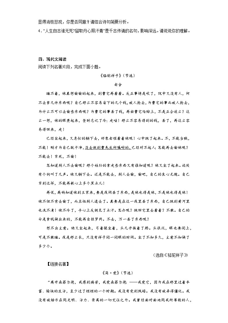部编版语文九年级下册综合复习试题（十）02