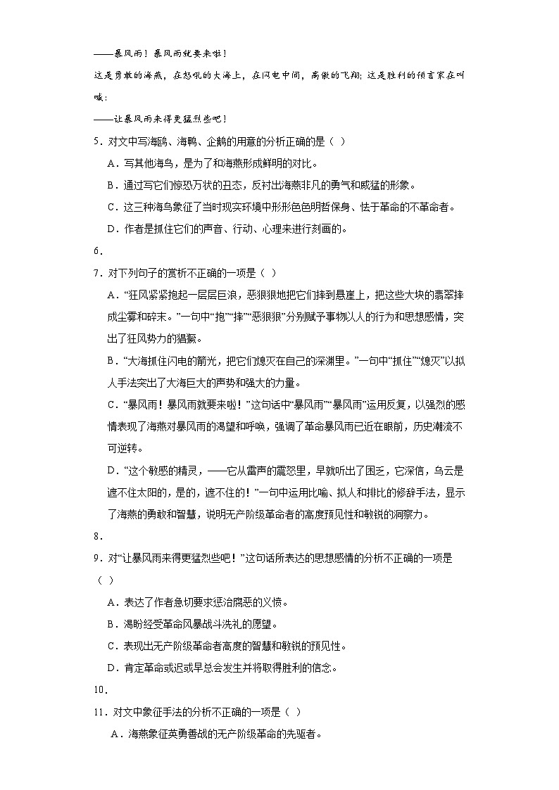 部编版语文九年级下册综合复习试题（二）第3页