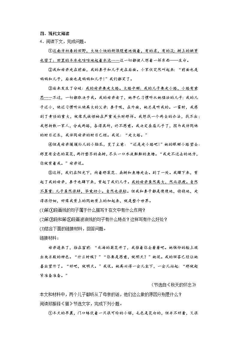 2024年中考语文七年级上册一轮复习试题（六）第3页