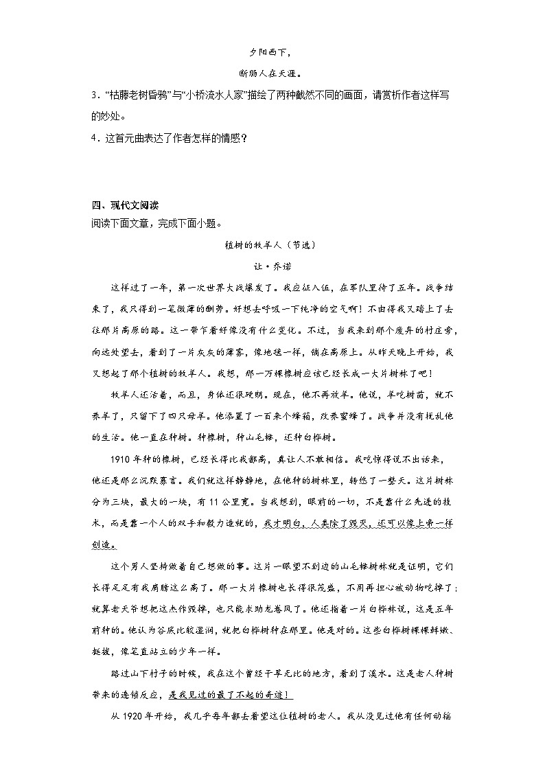 2024年中考语文七年级上册一轮复习试题（十一）第3页
