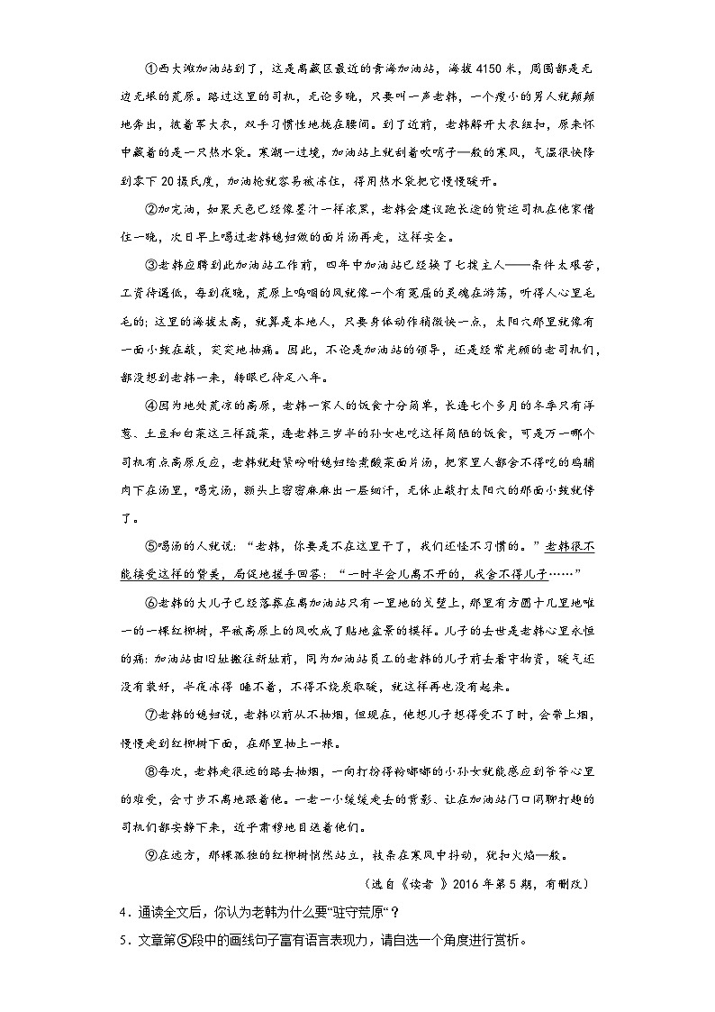 2024年中考语文七年级上册一轮复习试题（十六）第2页