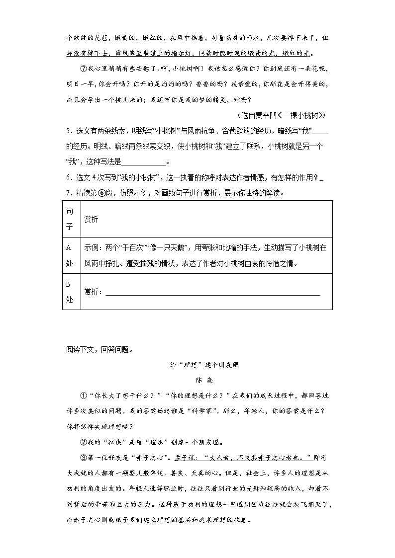 2024年中考语文七年级下册一轮复习试题（十）第3页