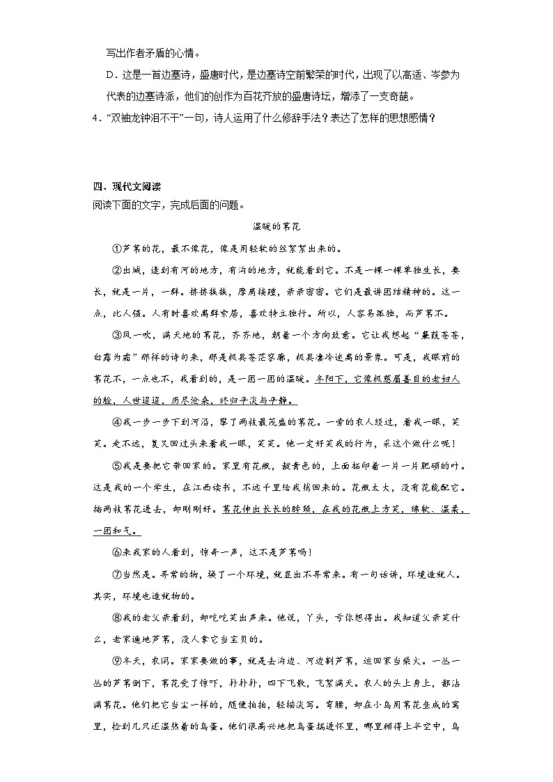 2024年中考语文七年级下册一轮复习试题（十三）第2页