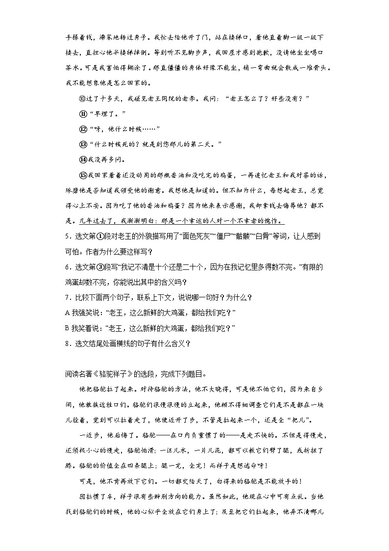 2024年中考语文七年级下册一轮复习试题（十二）第3页