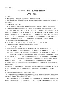 河南省郑州市2023-2024学年九年级上学期期末语文试题（含答案）