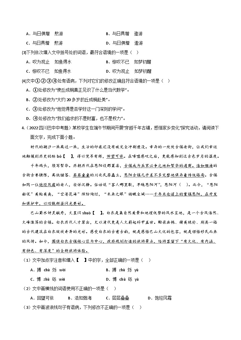 专题01  微语段阅读-备战2023年中考语文黄金知识板块高效复习训练营（原卷版）第3页