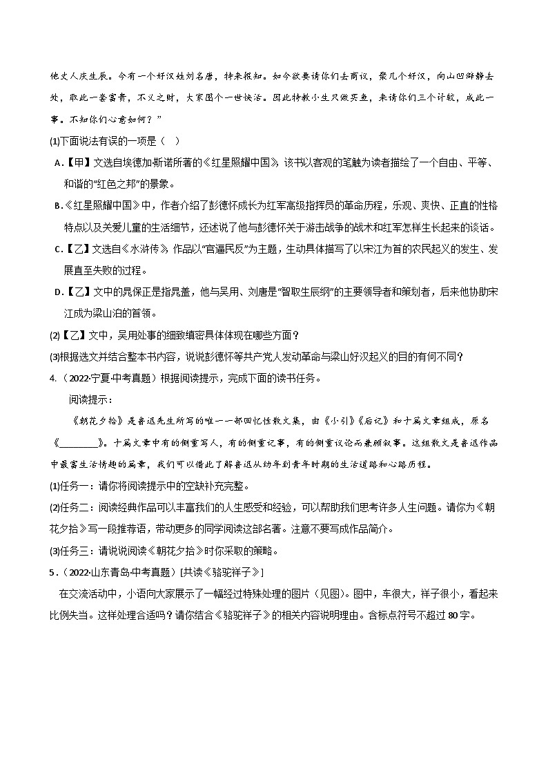 专题11  名著阅读-备战2023年中考语文黄金知识板块高效复习训练营（原卷版）第3页
