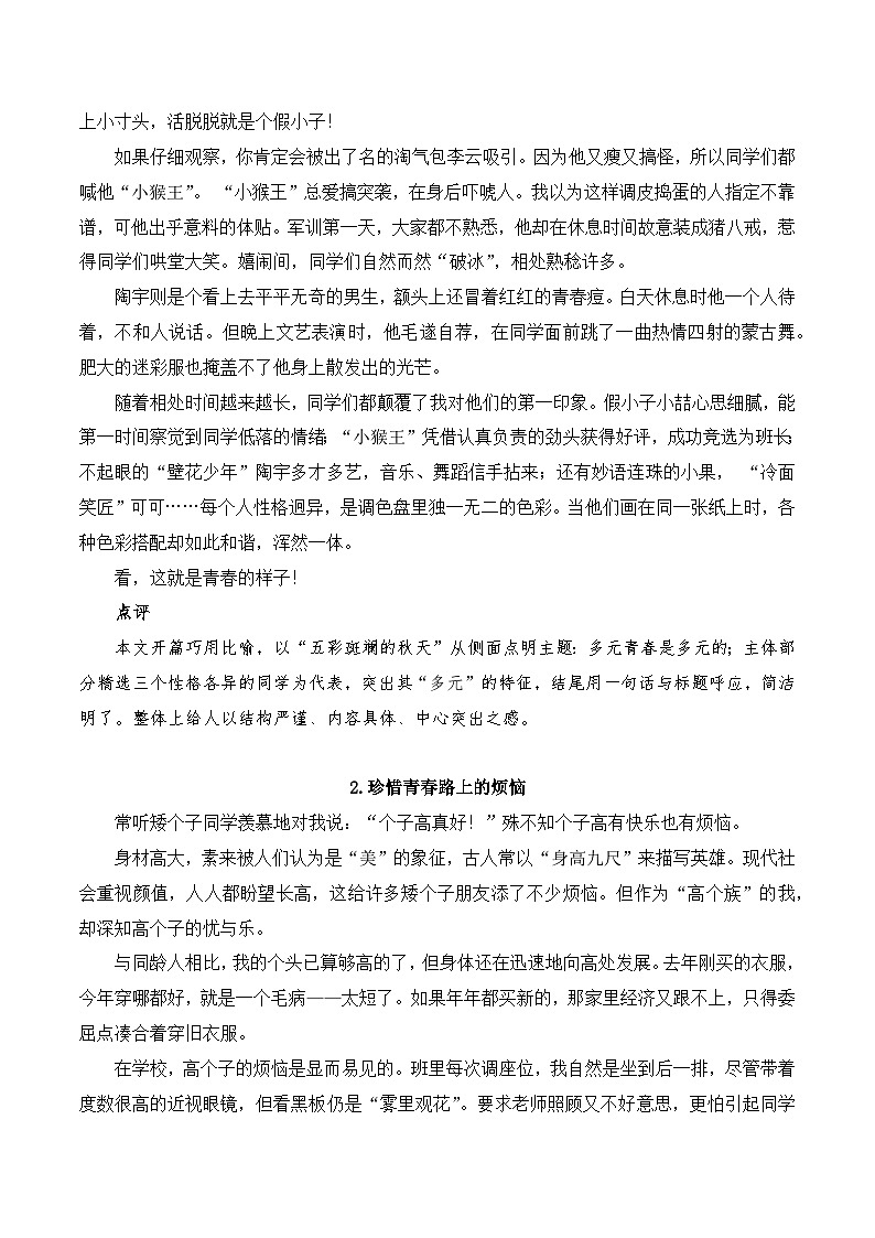 专题02：青春-2024中考作文冲刺热点押题第3页