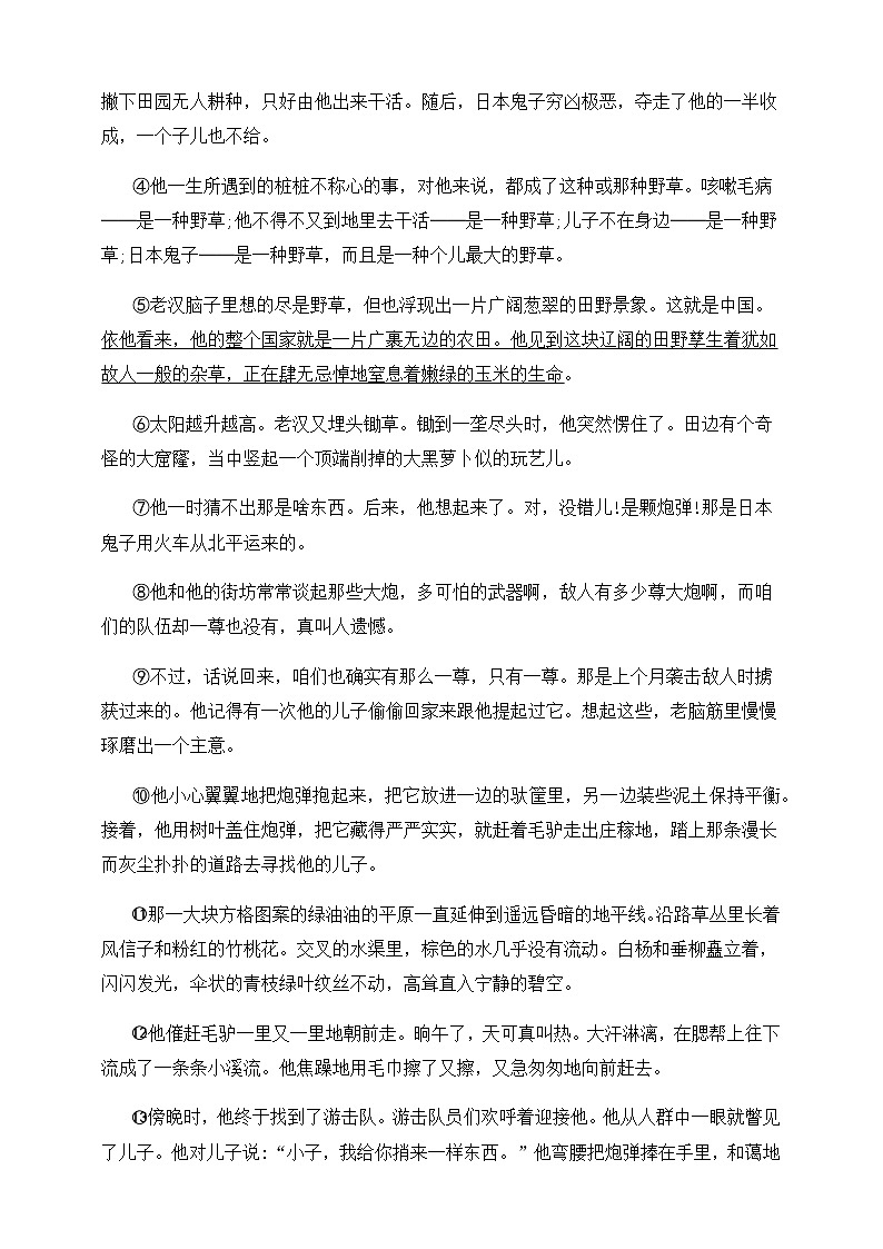 人教部编版九年级语文下册-2.梅岭三章 同步练习（含答案解析）02