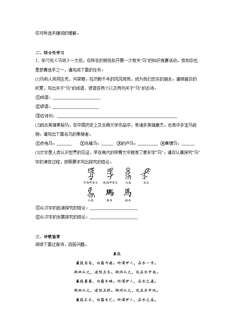 2024年中考语文八年级下册一轮复习试题（十六）第2页