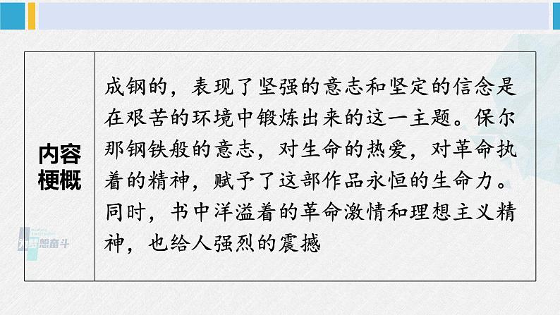 八年级语文下册 第六单元名著导读 《钢铁是怎样炼成的》 摘抄和做笔记(课件)第5页