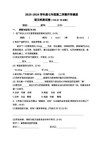 海南省乐东县民族中学2023-2024学年七年级下学期开学语文科摸底测试卷