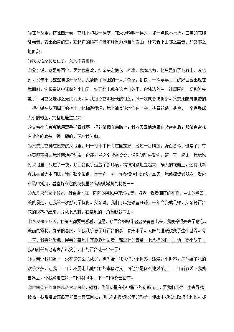 四川省泸州市合江县第五片区2022-20232学年七年级下学期期末定时作业语文试题第3页