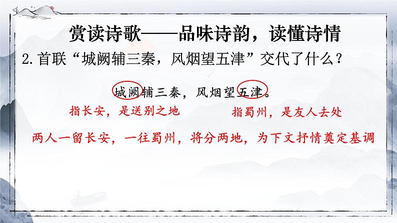 第三单元课外古诗词诵读《送杜少府之任蜀州》课件+2023—2024学年统编版语文八年级下册07