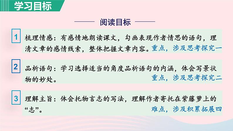 2024春七年级语文下册第5单元18紫藤萝瀑布第1课时教学课件（部编版）第3页