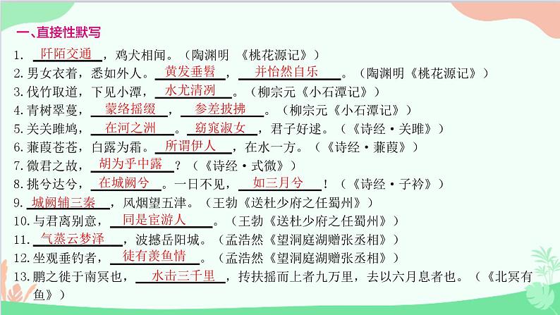 统编版语文八年级下册 专题二　古诗文默写课件第2页