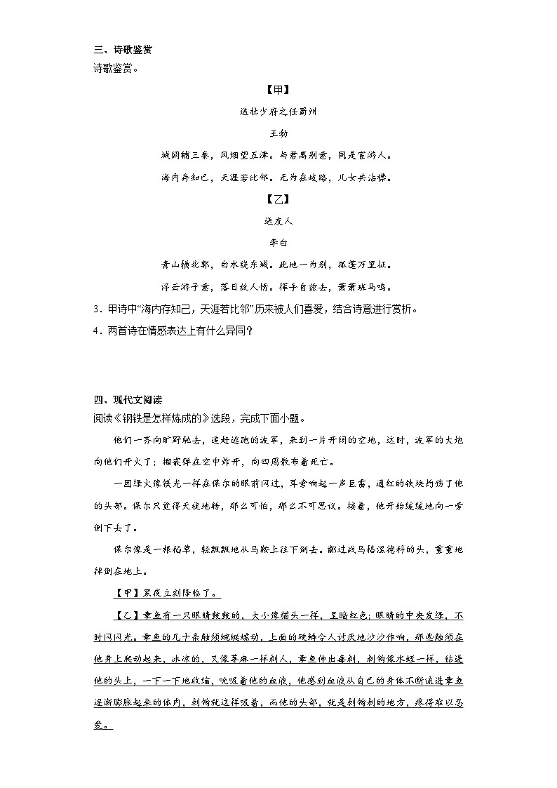 部编版语文八年级下册期末复习试题（四）第2页