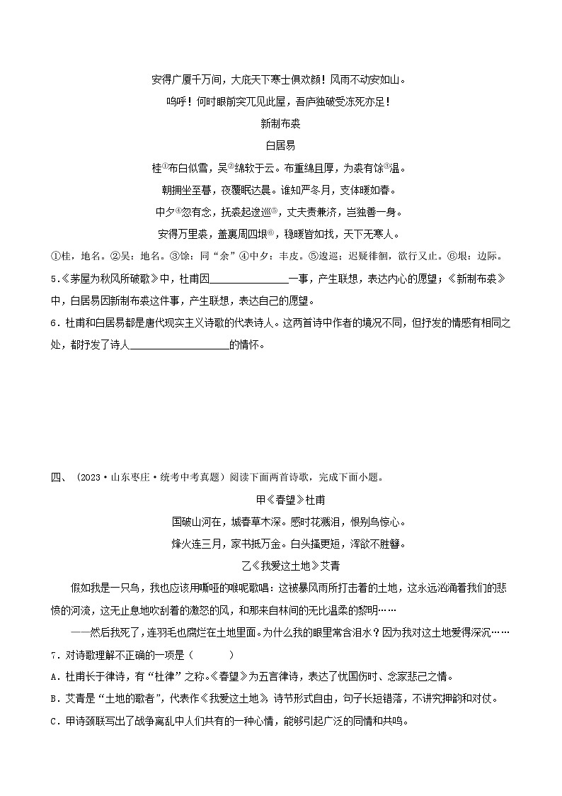 2024年中考语文第一轮考点复习（全国通用） 专题29：诗歌鉴赏之爱国忧民类【习题精练】 （原卷版+解析）第2页