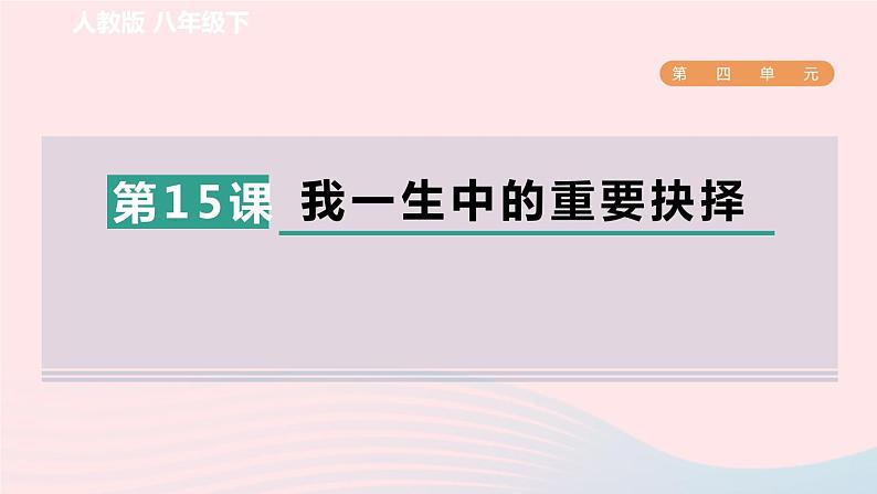 2024春八年级语文下册第4单元15我一生中的重要抉择课件（部编版）第1页